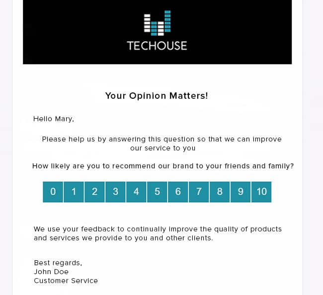 customer surveys email example