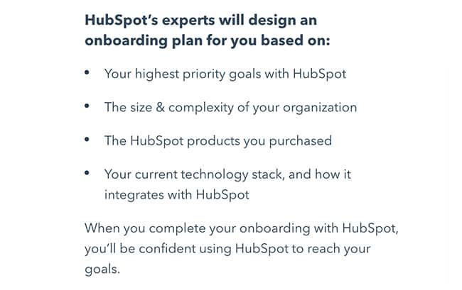 onboarding plan of CRM hubspot