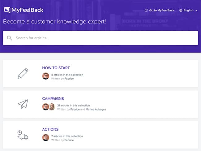 Self service portal of myfeelback